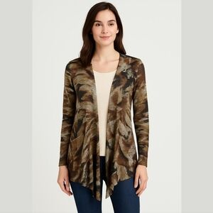 Simonton Says long sleeve open front cardigan, multicolored, size XXS